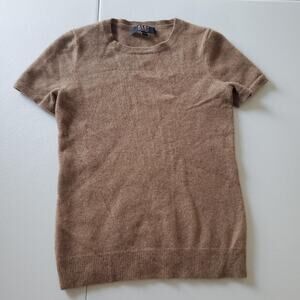 Alex Marie Sweater Womens Small Brown 100% Cashmere Baby Tee Short Sleeve Y2K